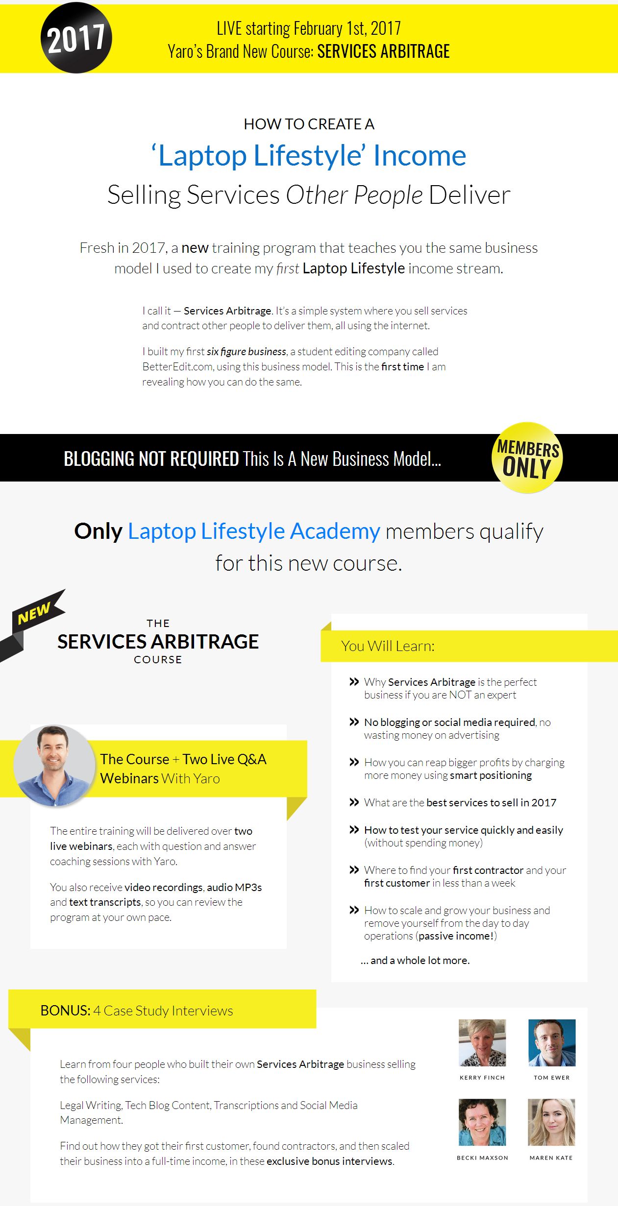 Yaro Starak - Services Arbitrage - Laptop Lifestyle Academy