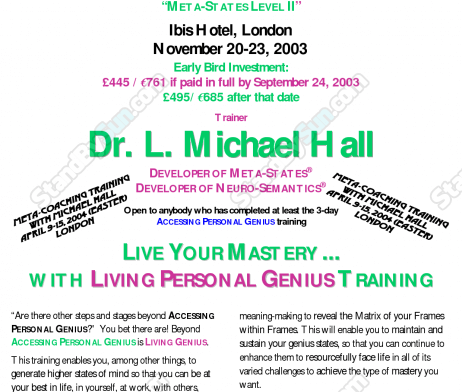 Michael Hall - Living Personal Genius